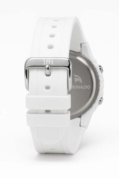 Ronaldhino 18K White Digital Sport Watch – Waterproof | Alarm | Date Display
