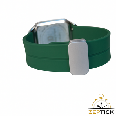 Universe Point Square Green Dial Watch – Premium Stainless Steel with Green Silicone Strap