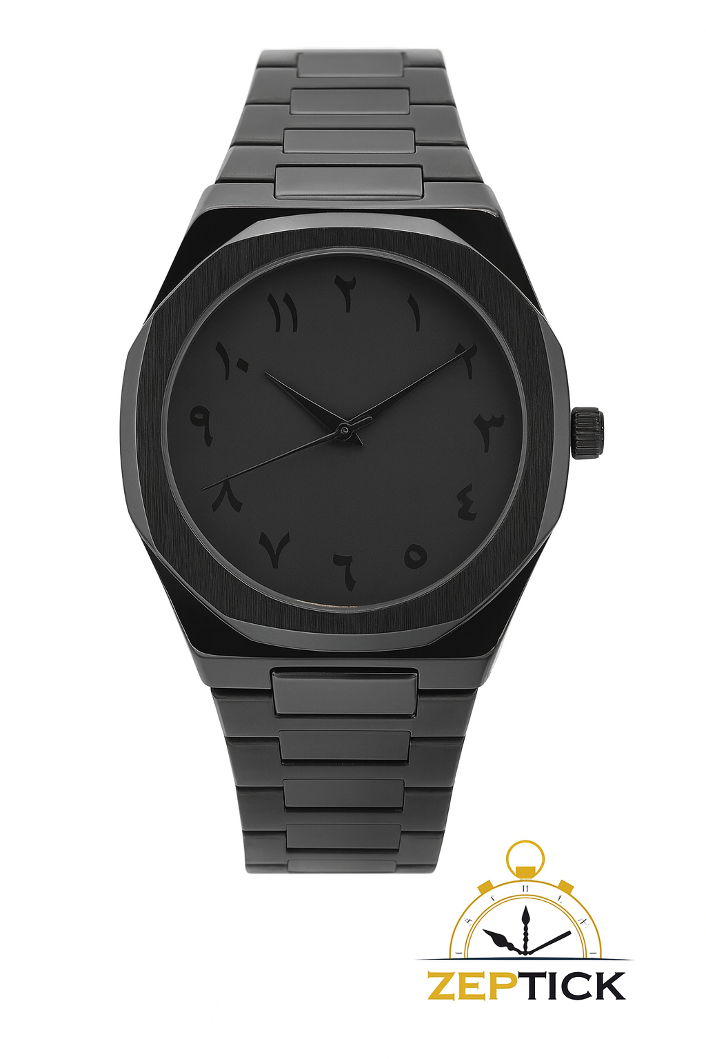 Black Aura Stainless Steel Arabic Dial Watch – Date working