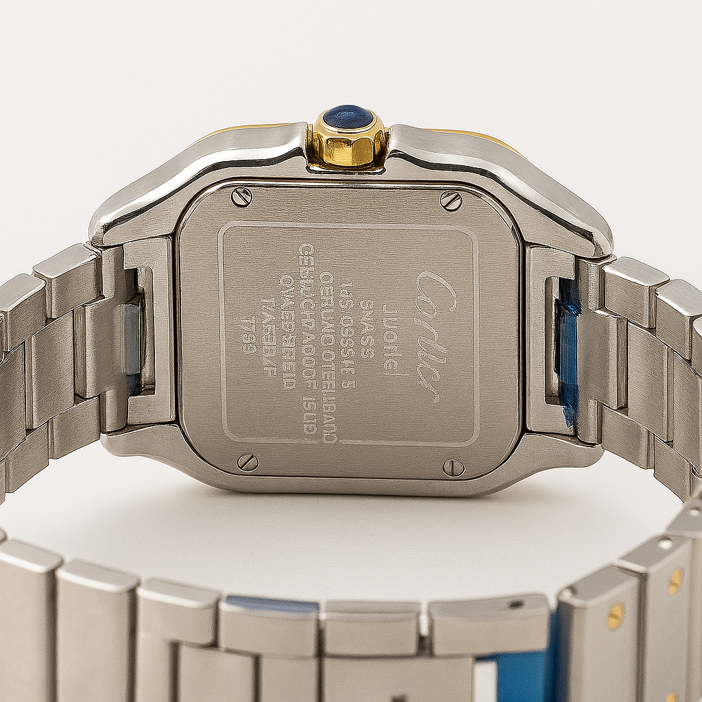 Cartier Santos Two-Tone Men's Luxury Watch – Black Dial with Roman Numerals