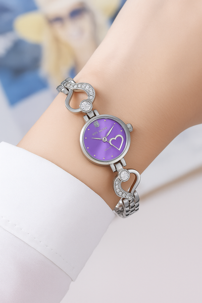 Elegant Purple Heart Ladies Watch – True Worth Bracelet Style