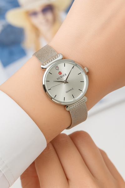Duriex Women’s Quartz Watch – Silver Mesh Strap & Elegant Dial