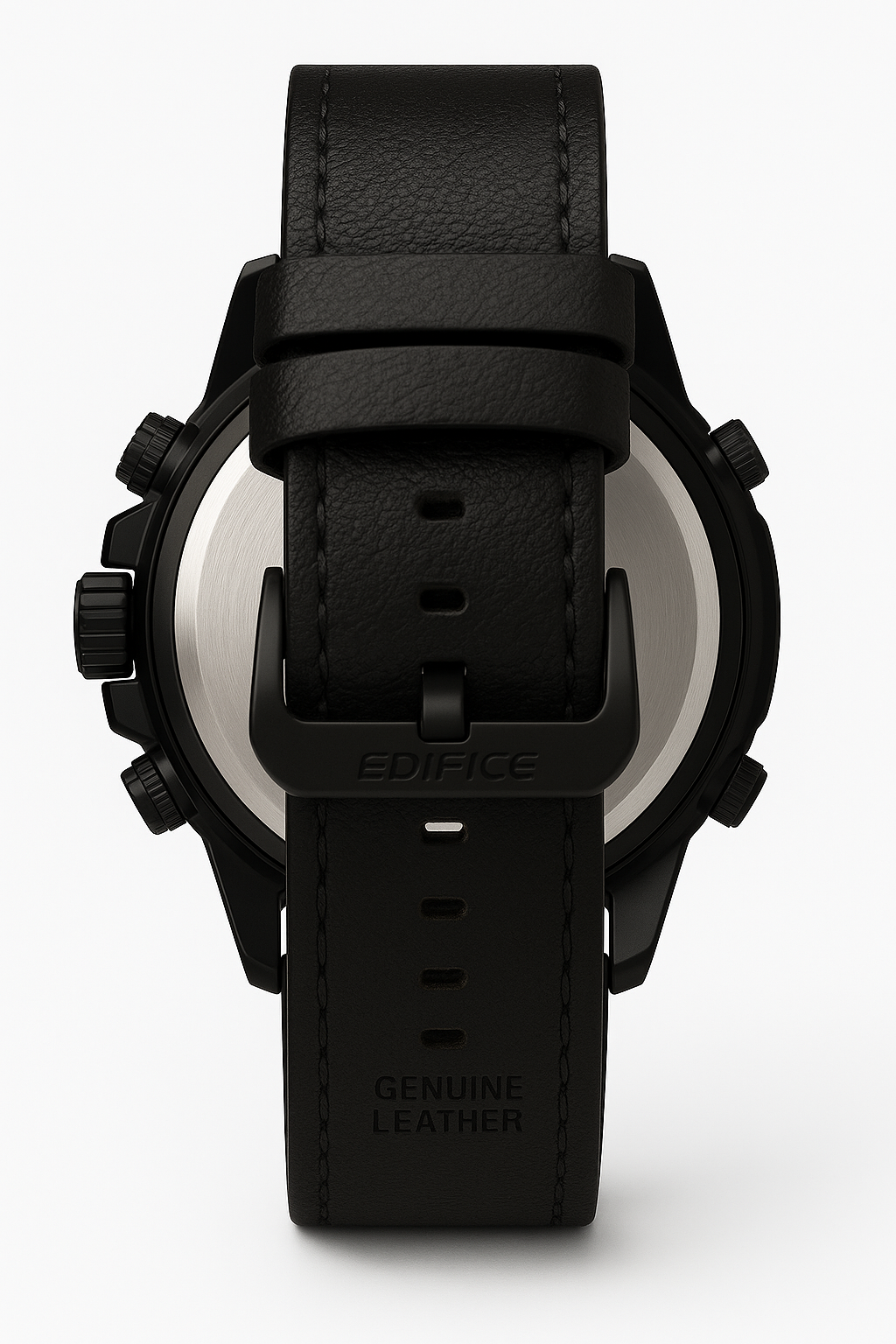 Casio Edifice Dual Time Black Leather Strap Watch – Water Resistant