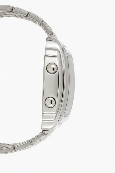 SKMEI Dual Display Men’s Watch – Silver Stainless Steel, LED Light, Waterproof 3ATM