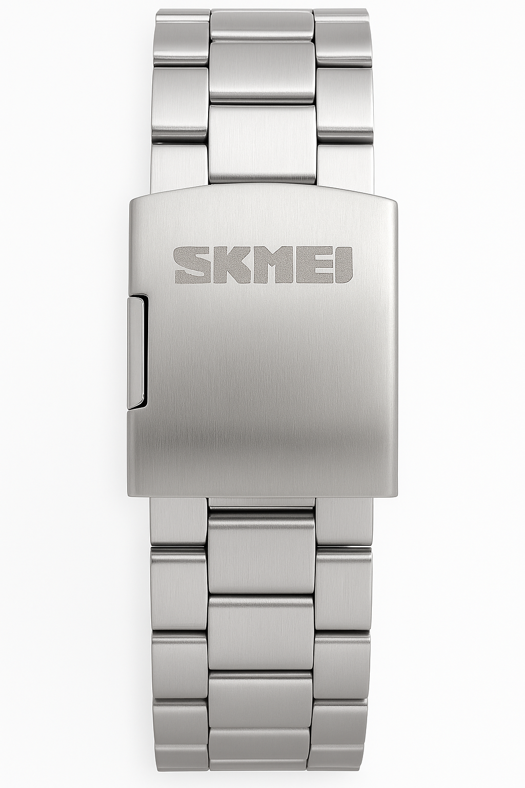 SKMEI Dual Display Men’s Watch – Silver Stainless Steel, LED Light, Waterproof 3ATM
