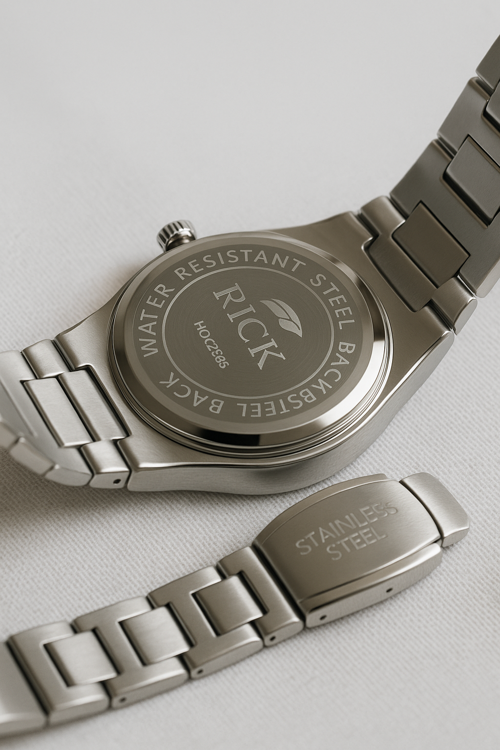 Rick Skeleton Quartz Watch – Brushed Silver Case with Steel Mesh Strap