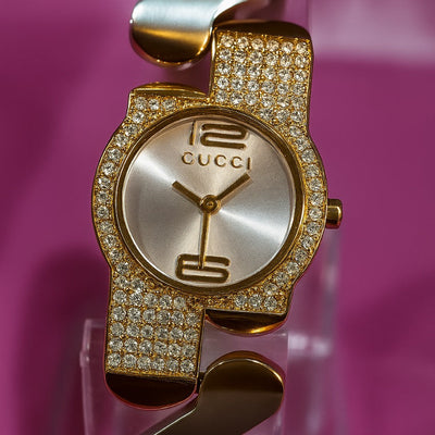 Gucci Luxury Women’s Diamond Studded Silver Dial Watch – Premium Fashion Bracelet Timepiece