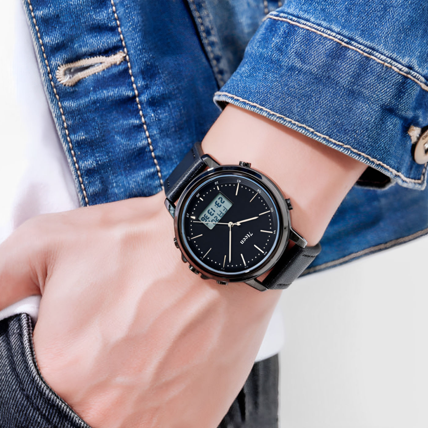 SKMEI 7teen 1652 Black-White Multifunction Watch | Waterproof Men’s Analog Digital Sports Wristwatch with Light, Stopwatch & Alarm