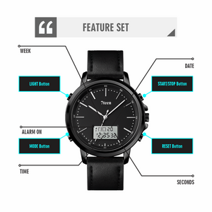 SKMEI 7teen 1652 Black White Men’s Waterproof Analog Digital Watch